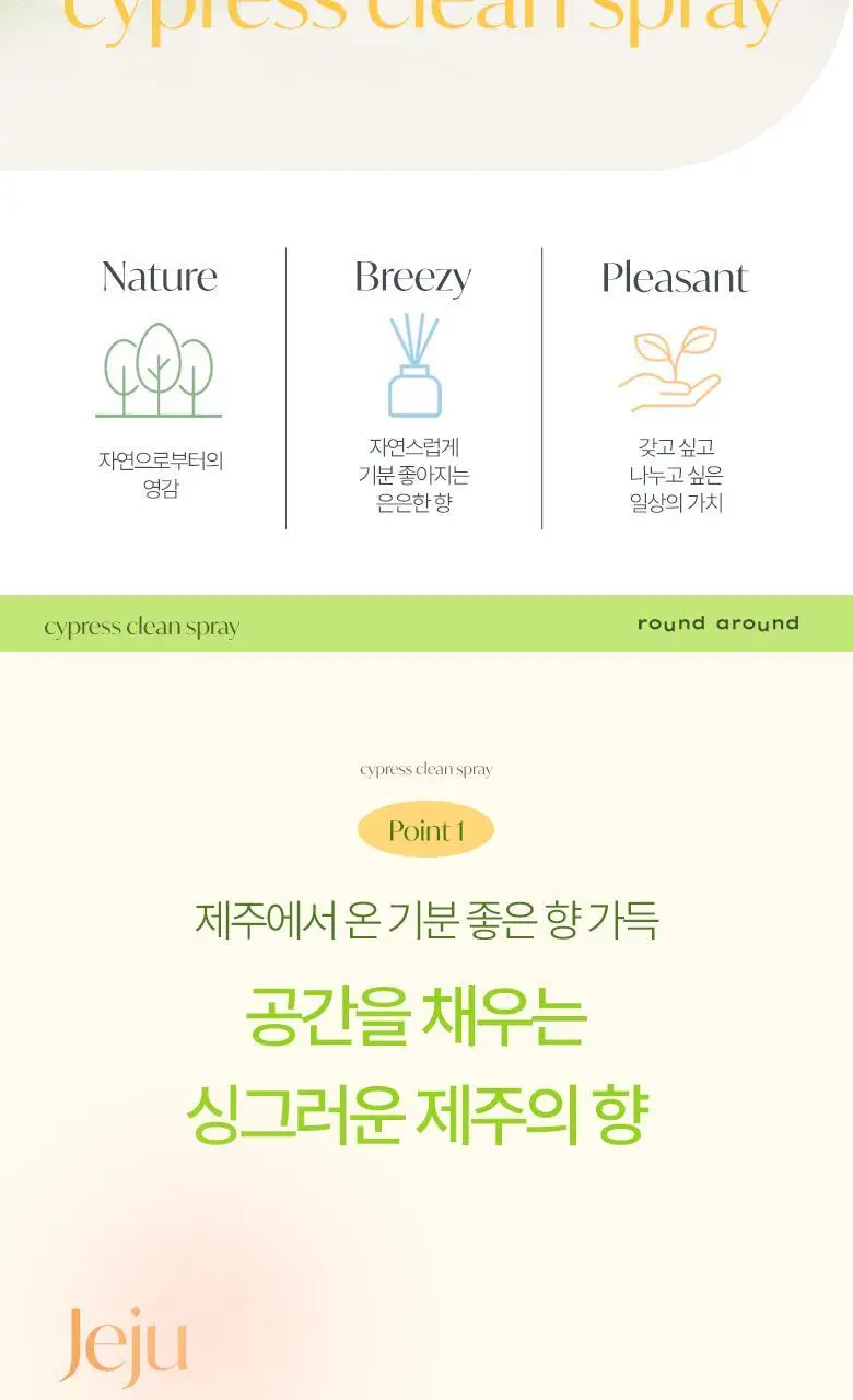 [제주한정판매]라운드어라운드 편백 클린 스프레이 [감귤,청귤] 90ml/160ml 상세페이지 5